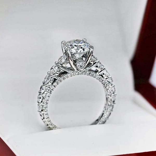 GIA Certified 18k White Gold Engagement ring features 1.70ct center Round Diamond RN-40000