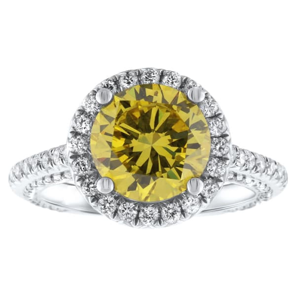 Gorgeous 18k white gold 2.58CT fancy yellow diamond engagement ring RN-57500