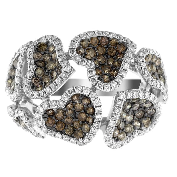 Gorgeous 18k white gold champagne & white diamond cocktail ring MR14465-1