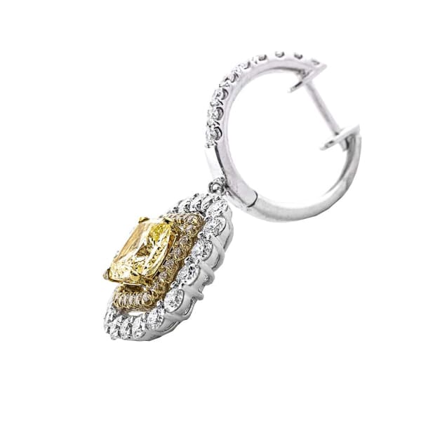 Gorgeous 18k white gold diamond and citrine long earrings EAR-11000, side