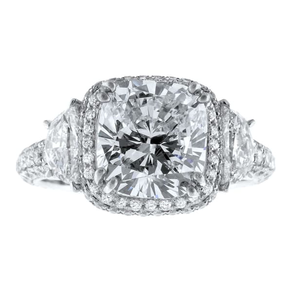 Gorgeous 18k white gold engagement ring with 3.15CT cushion diamond and 1.60 ct Sides RN-69400