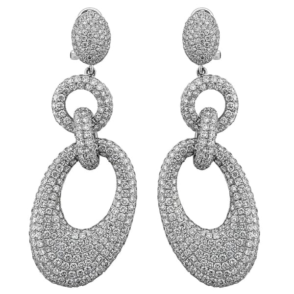 Gorgeous 18k white gold micro pave diamond long earrings EAR-179501
