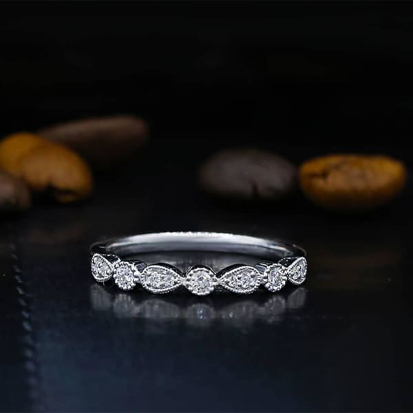 Half-Way 18k White Gold Diamond band features 0.18ct of Total Diamonds