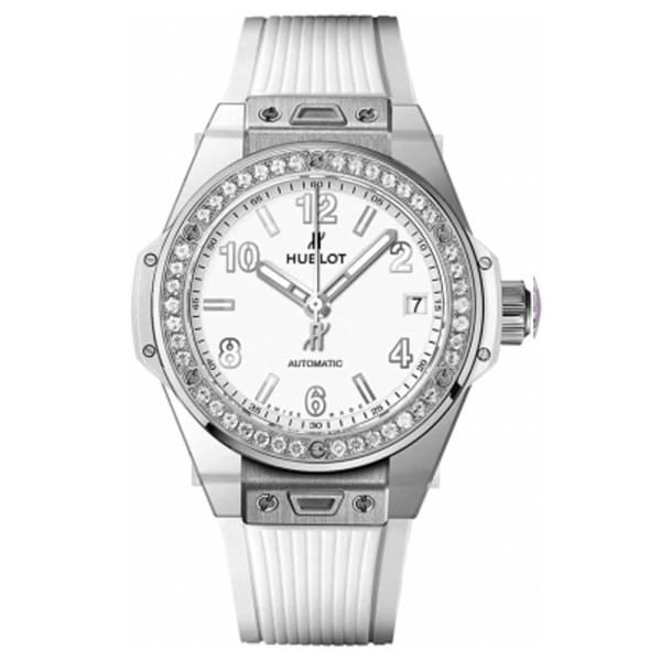 Hublot Big Bang 38mm Stainless Steel Diamonds White Rubber Ladies Watch, 361.SE.2010.RW.1704