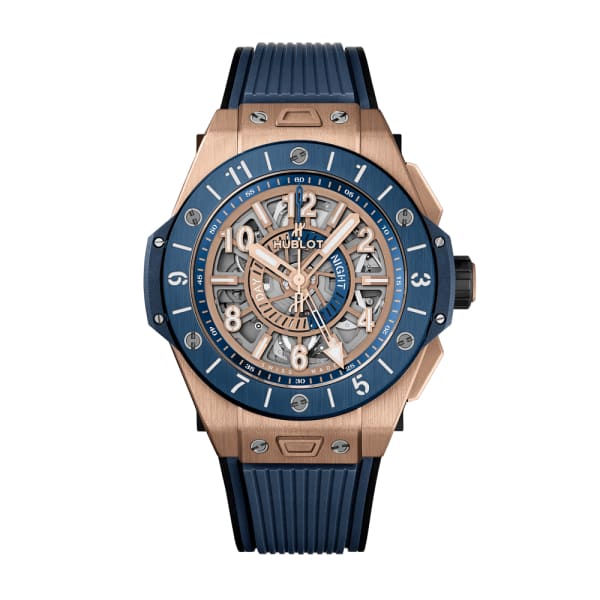Hublot, Big Bang Unico Gmt King Gold Blue Ceramic Watch, Ref. # 471.OL.7128.RX