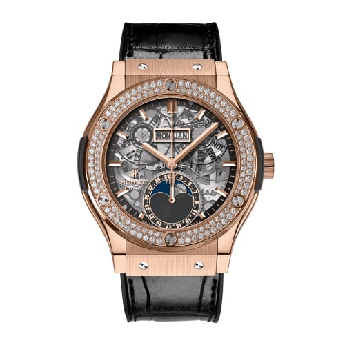 Hublot, Classic Fusion Aerofusion Moonphase King Gold Diamonds Watch, Ref. # 547.OX.0180.LR.1104