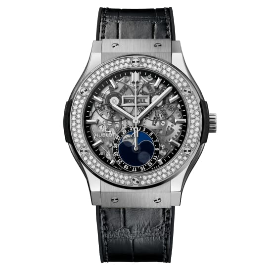 Hublot, Classic Fusion Aerofusion Moonphase Titanium Diamonds Watch, Ref. # 517.NX.0170.LR.1104