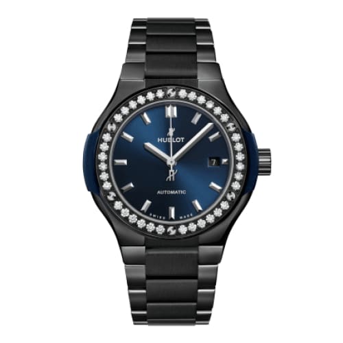 Hublot, Classic Fusion Ceramic Blue Bracelet Diamonds Watch, Ref. # 585.CM.7170.CM.1204