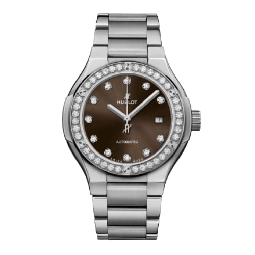 Hublot, Classic Fusion Titanium Brown Diamonds Bracelet Watch, Ref. # 585.NX.897M.NX.1204