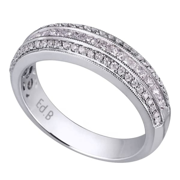 Luxury and modern design 18K white gold band is set with .66ct diamonds KR10552, Main view