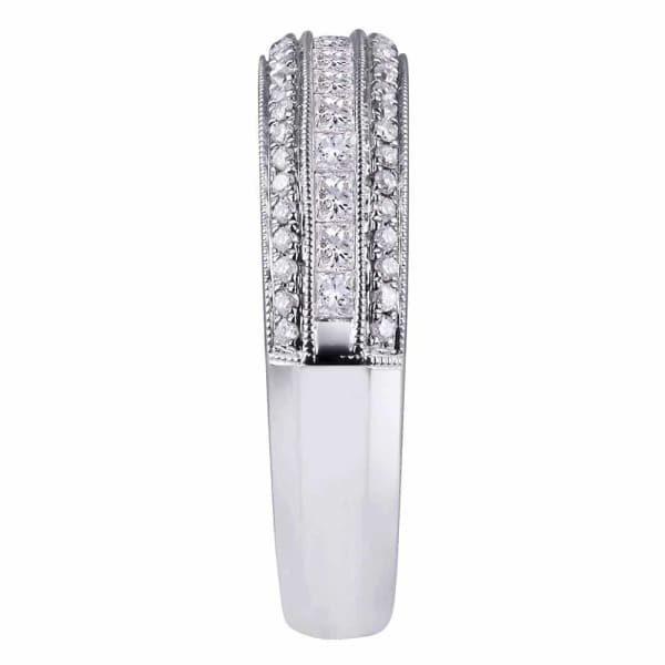 Luxury and modern design 18K white gold band is set with .66ct diamonds KR10552, Side edge