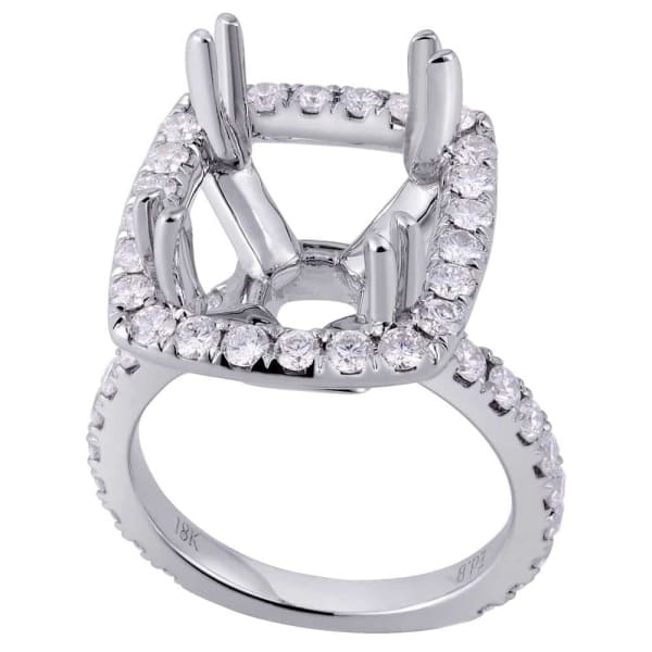Luxury classic halo setting 18k white gold ring with 1.60ctw diamonds KR09057XD500, main view