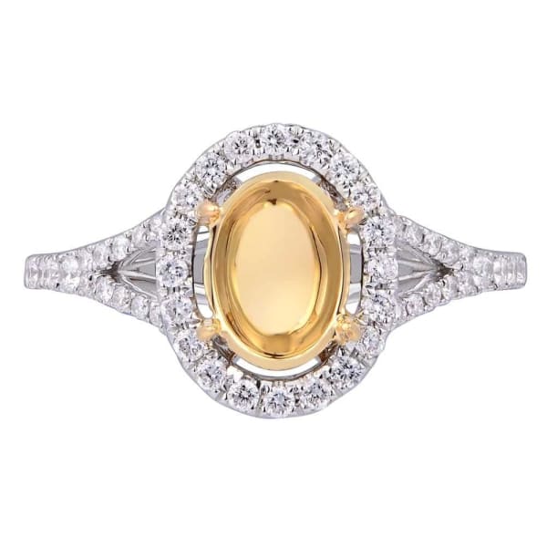 Luxury delicate halo setting 18k white and yellow gold ring with .40ct diamonds KR12522XD8X6