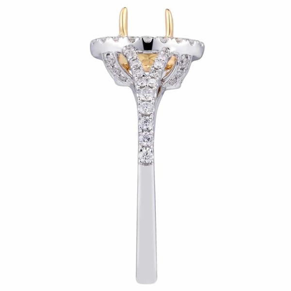 Luxury delicate halo setting 18k white and yellow gold ring with .40ct diamonds KR12522XD8X6, Side edge