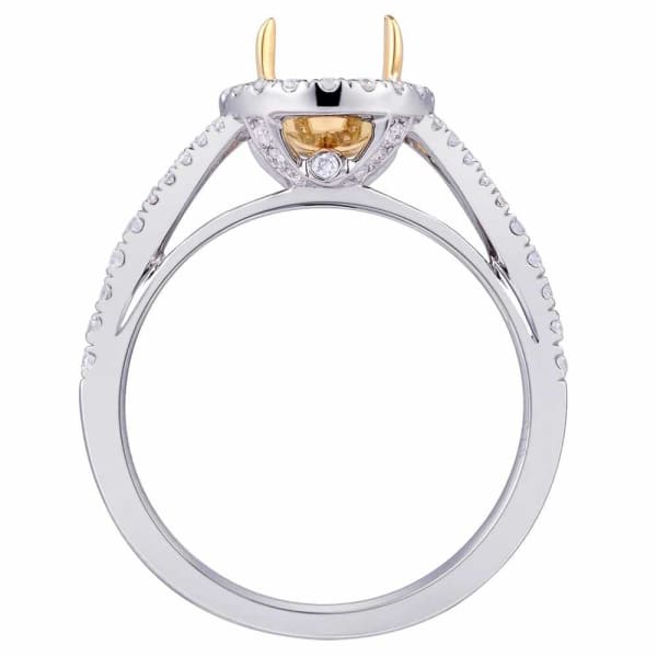 Luxury delicate halo setting 18k white and yellow gold ring with .40ct diamonds KR12522XD8X6, Profile