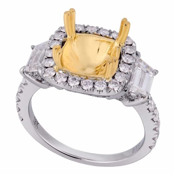 Luxury memorable halo 18k white and yellow gold ring with .80ct diamonds and two .60 TRZ side diamonds KR12688XD250, Main view