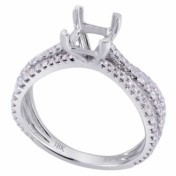 Luxury memorable twist design solitaire setting white gold ring with .60ctw diamonds KR11065XD100, Main view