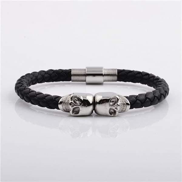 Mens Real Leather Bio Magnetic Leather Bracelet Stainless Steel