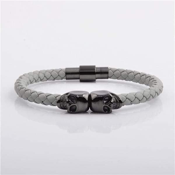 SkeletonHD Black Skull Leather Bracelet