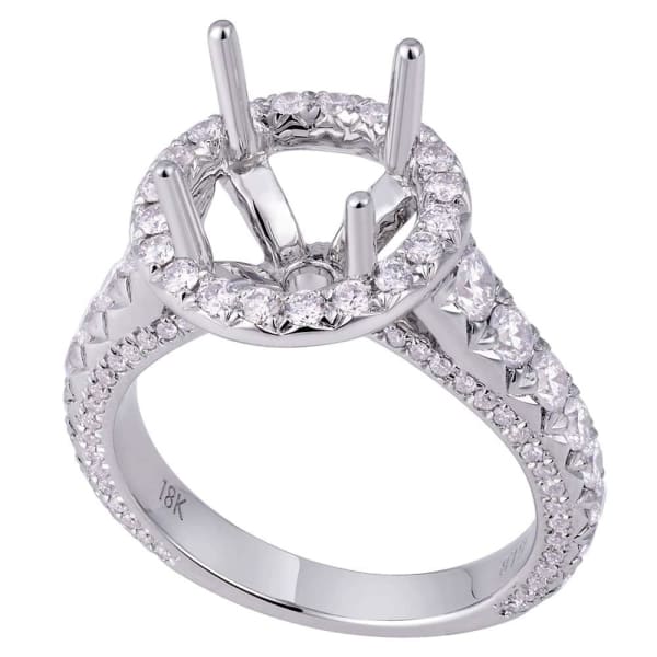 Modern elegant halo setting 18K white gold ring with 1.45ctw diamonds KR12686XD250, Main view