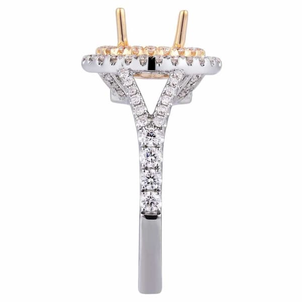 Modern luxury design halo setting 18k white and yellow gold ring with .72ctw diamonds KR08597XD8X6, Side edge