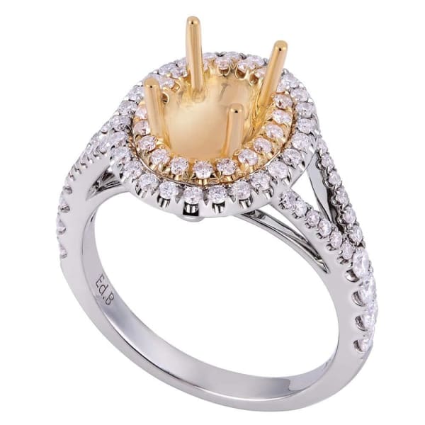 Modern luxury design halo setting 18k white and yellow gold ring with .72ctw diamonds KR08597XD8X6, Main view