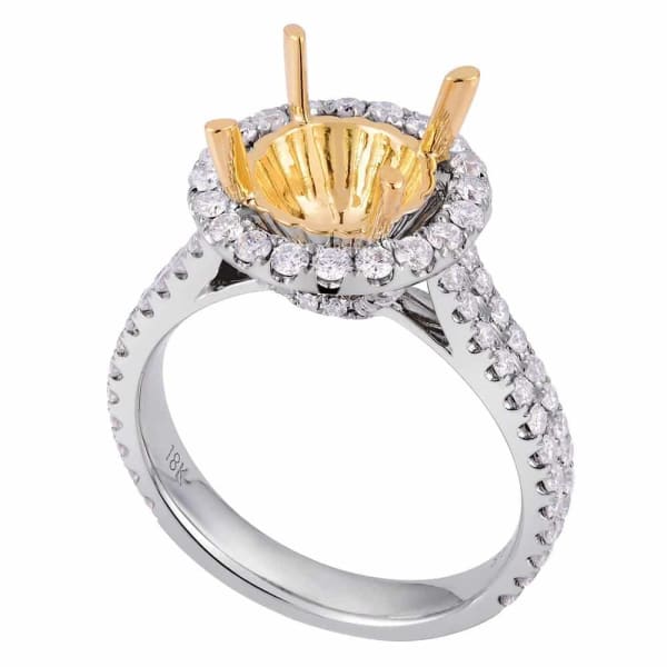 Modern luxury halo setting 18k white and yellow gold ring with .90ctw diamonds KR12475XD200,  Main view