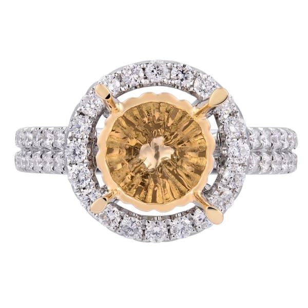 Modern luxury halo setting 18k white and yellow gold ring with .90ctw diamonds KR12475XD200