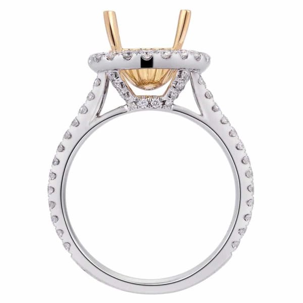 Modern luxury halo setting 18k white and yellow gold ring with .90ctw diamonds KR12475XD200, Profile