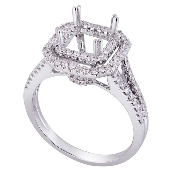 Modern luxury halo setting 18k white gold ring with .70ctw diamonds KR08614XD200, main view