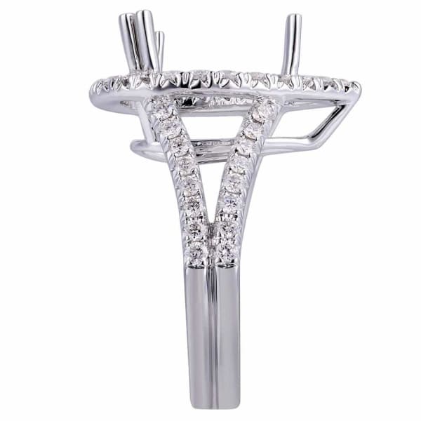 Modern memorable halo 18k white gold ring with dazzling .95ctw white round diamonds KR12476XD400, Side edge