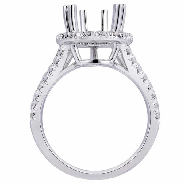 Modern memorable halo 18k white gold ring with dazzling .95ctw white round diamonds KR12476XD400, Profile