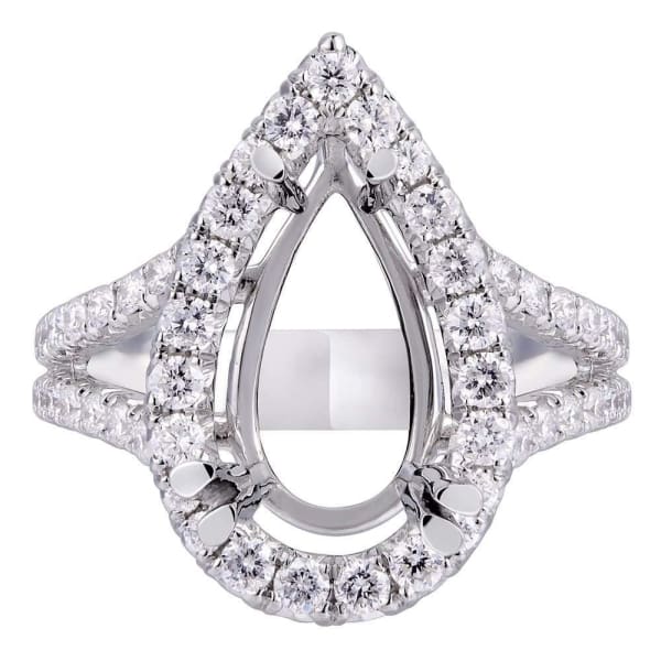 Modern memorable halo 18k white gold ring with dazzling .95ctw white round diamonds KR12476XD400