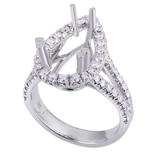 Modern memorable halo 18k white gold ring with dazzling .95ctw white round diamonds KR12476XD400, Main view