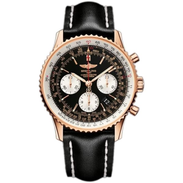 Breitling, Navitimer 01 Chronograph Black Dial Black Leather Mens Watch, Ref. # BTRB012012 BA49BKLD 