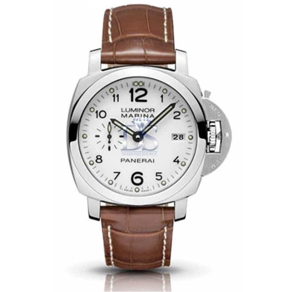 Panerai, Luminor 1950 Automatic White Dial Brown Leather Mens Watch, Ref. # Pam00523
