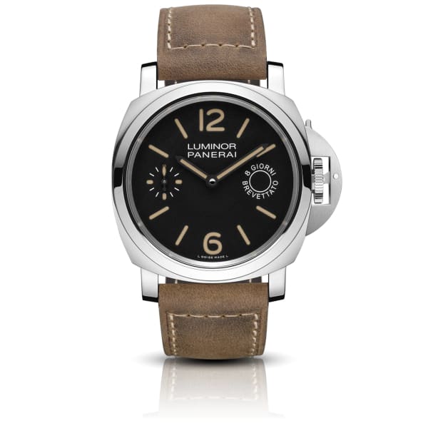 Panerai, Luminor 8 Days - 44mm, Aisi 316l Polished Steel Case, Black dial Watch, Ref. # Pam00590