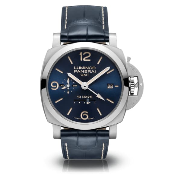 Panerai, Luminor Gmt 10 Days - 44mm, Aisi 316l Brushed Steel Case, Blue Dial Watch, Ref. # Pam00986