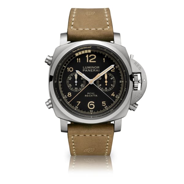 Panerai Luminor Regatta Chrono Flyback 47mm brushed titanium case Black dial Watch PAM00652