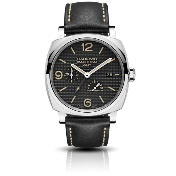 Panerai, Radiomir 1940, 3 Days Gmt Power Reserve Automatic Acciaio - 45mm, Aisi 316l Polished Steel Case, Black Dial With Paris Hobnail Patterning Watch, Ref. # Pam00628