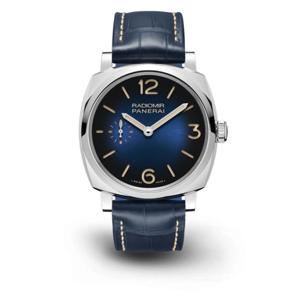 Panerai Radiomir Hand Wind Blue Dial Men s Watch PAM01144 Hand Wind Movement Alligator Strap 42 mm Case in Blue