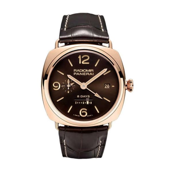Panerai, Radiomir 8 Days Gmt Oro Rosso Brown Dial Manual Wind Mens Watch, Ref. # Pam00395