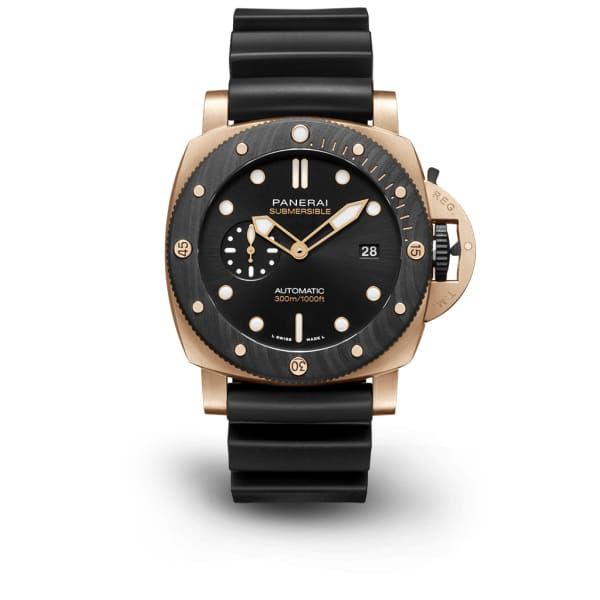 Panerai, Submersible Goldtech™ Orocarbo - 44mm, Brushed Goldtech™ Case, Sun-brushed Black dial Watch, Ref. # Pam01070