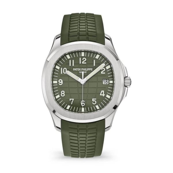 Patek Philippe, Aquanaut, 18k White Gold with Khaki Green Embossed dial Watch, Ref. # 5168G-010 