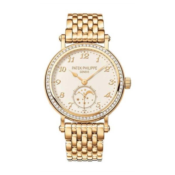 Patek Philippe, Complications Silvery-White Dial Ladies Hand Wound Watch 7121/1J-001 in 18k Yellow Gold