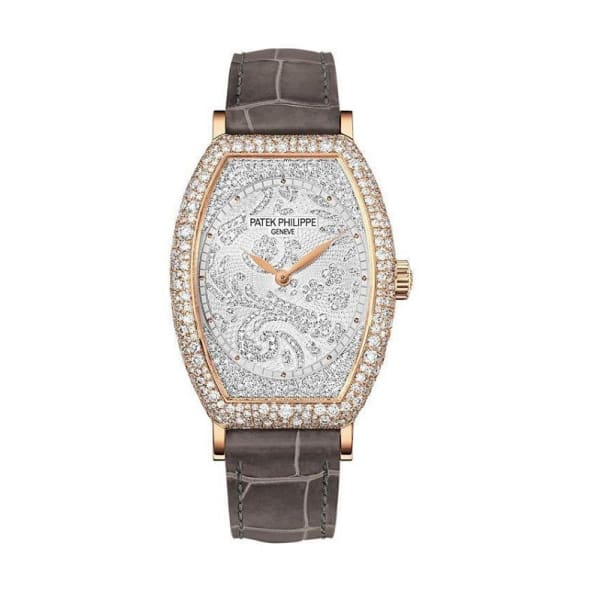 Patek Philippe, Gondolo 18k Rose Gold 7099R-001 with Gold dial Watch set with 367 Diamonds