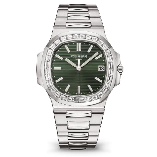 Patek Philippe Nautilus 40 mm Stainless Steel Bracelet Sunburst olive Green Dial Diamond Bezel Men s Watch 5711 1300A 001