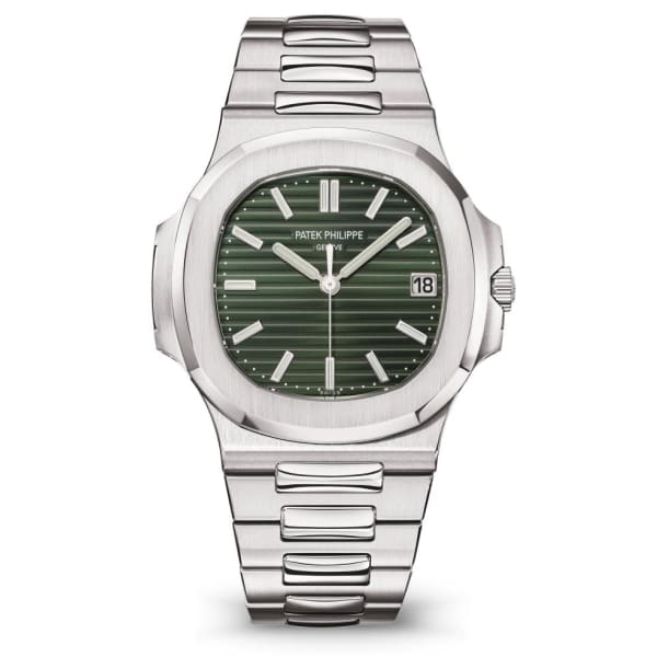 Patek Philippe, Nautilus 40 mm | Stainless steel bracelet | Sunburst olive-green dial | Men's Watch 5711-1A-014