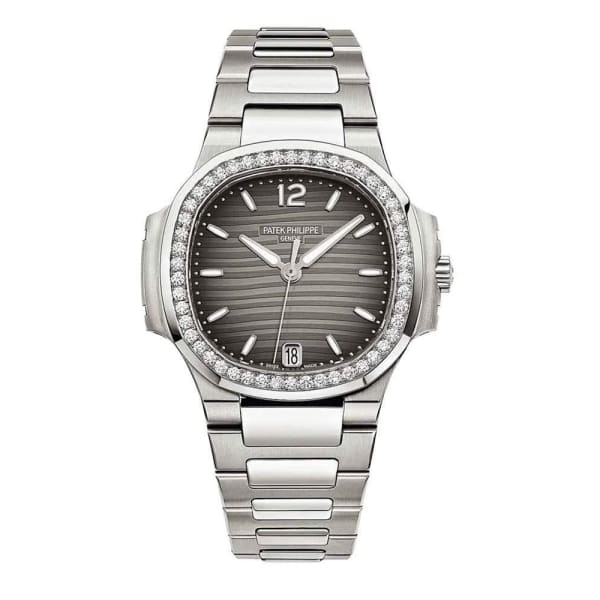 Patek Philippe, Nautilus 33.6 mm | Stainless Steel bracelet | Charcoal grey dial Diamond bezel | Ladies Watch 7018/1A-011
