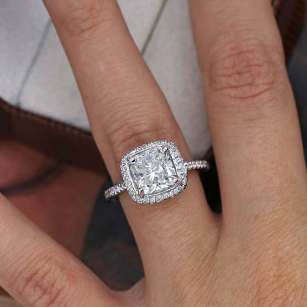 Perfect 14k White Gold Engagement Ring w/ 3.78ct. Diamonds SET-62500, Ring on a finger 